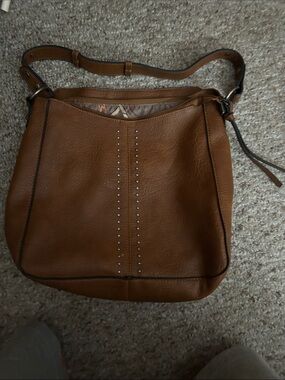 Montana Weat  Leather Stud-Accent Shoulder Bag- EUC